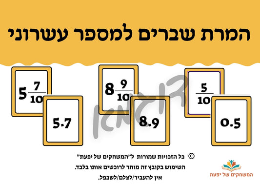 המרת שברים פשוטים למספרים עשרוניים- עשיריות