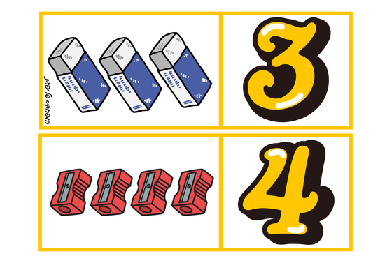 ספרה וכמות- כרטיסיות לתרגול ספירה ומנייה