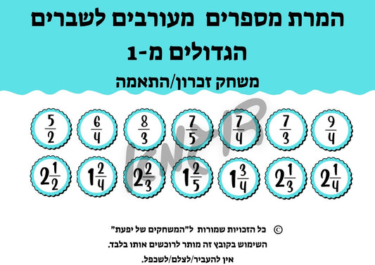 המרת מספרים מעורבים לשברים הגדולים מ-1