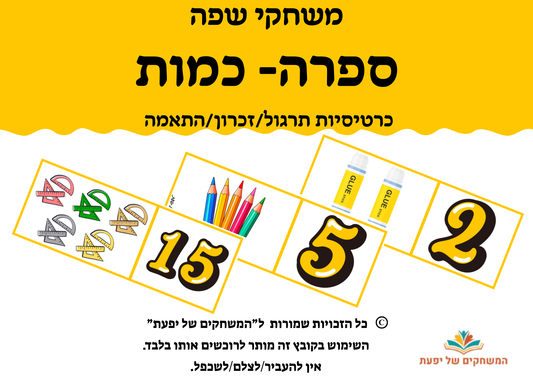 ספרה וכמות- כרטיסיות לתרגול ספירה ומנייה